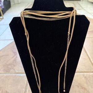 Choker boutique necklace with dust bag Tan suede